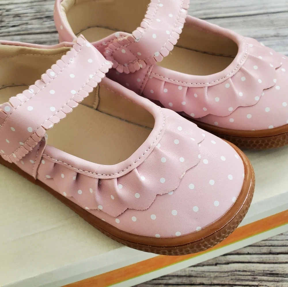 Livie and Luca Ruche Mary Jane Shoes Pink Polka Dot Color NWOB